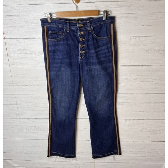 Veronica Beard Jeans Womens Size 29 Carolyn 10" Baby Boot Tux Stripe Button Fly - Picture 3 of 16